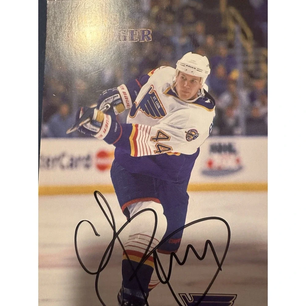 1997 Chris Pronger Autographed Card #44 St Louis Blues 4x6